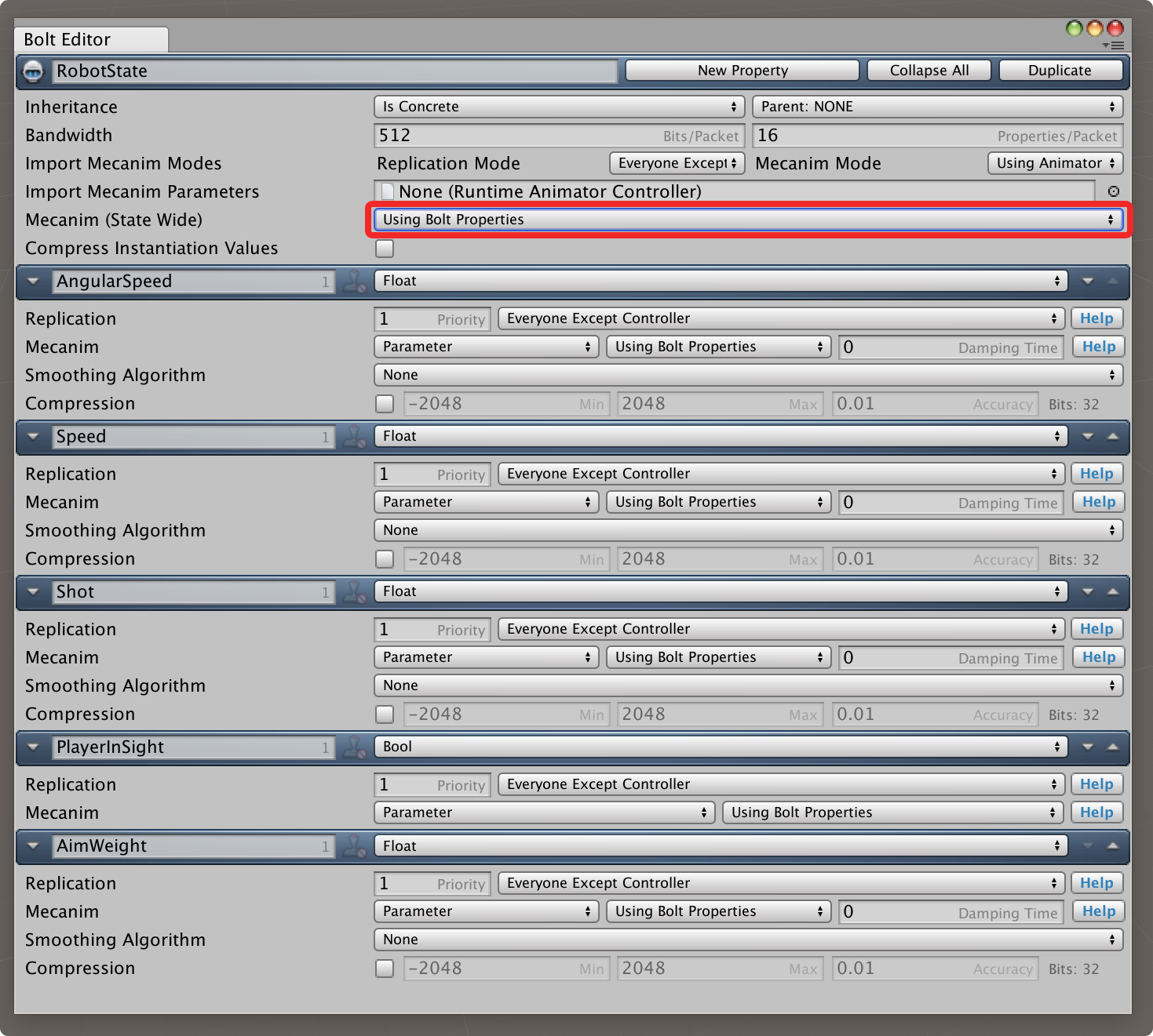 change animator methods to bolt properties