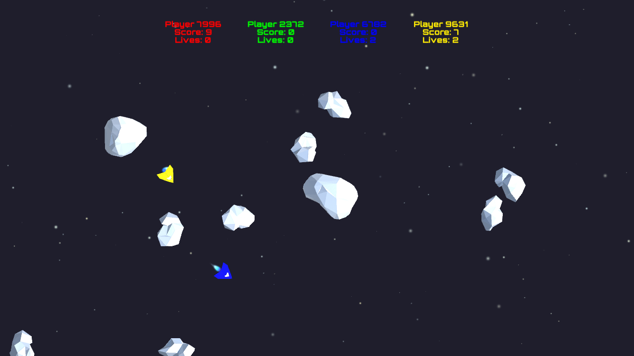 Screenshot of the ported Asteroids demo