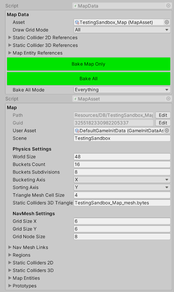 step 3 - baking the map saves the scene colliders as a quantum asset (map)