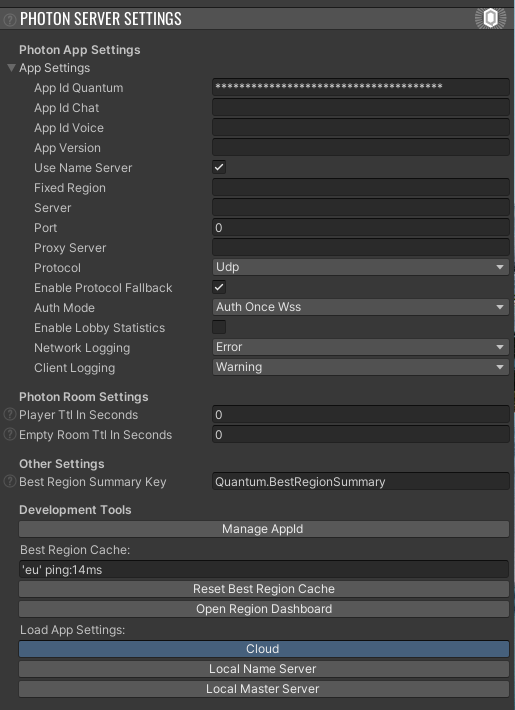 Photon Server Settings